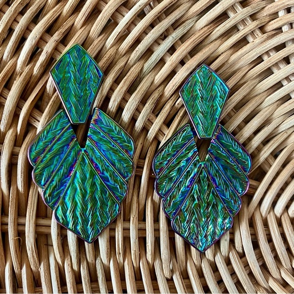 Iridescent Metal Statement Earrings - Picture 5 of 10